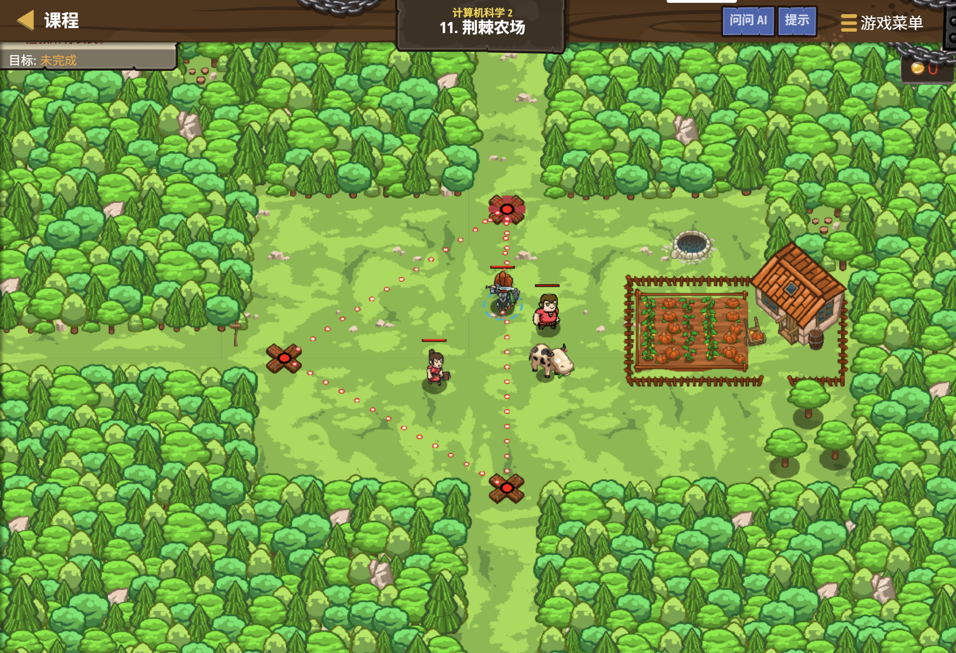 CodeCombat 荆棘农场关卡 - codecombat.cn