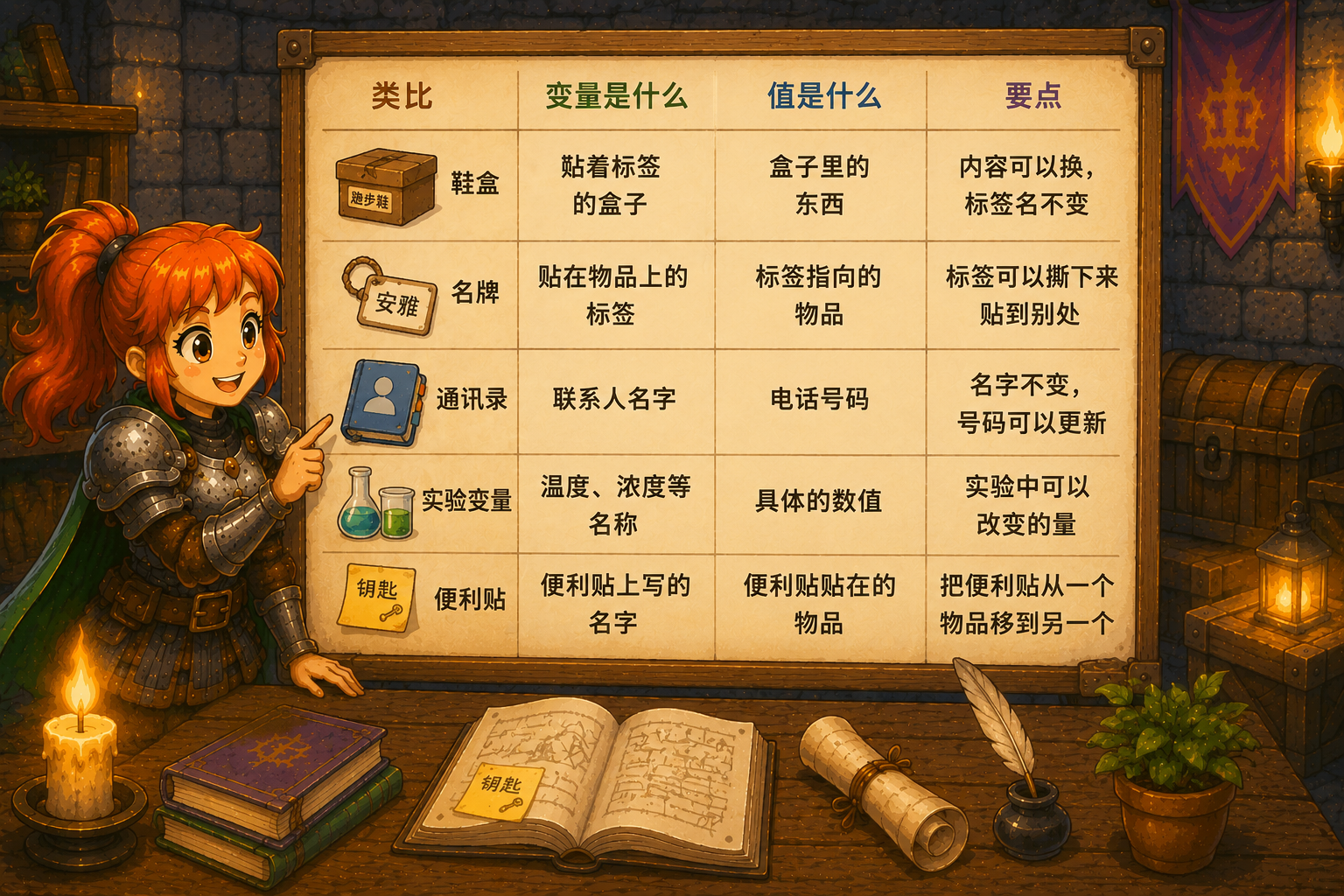 CodeCombat 变量类比图示 - codecombat.cn