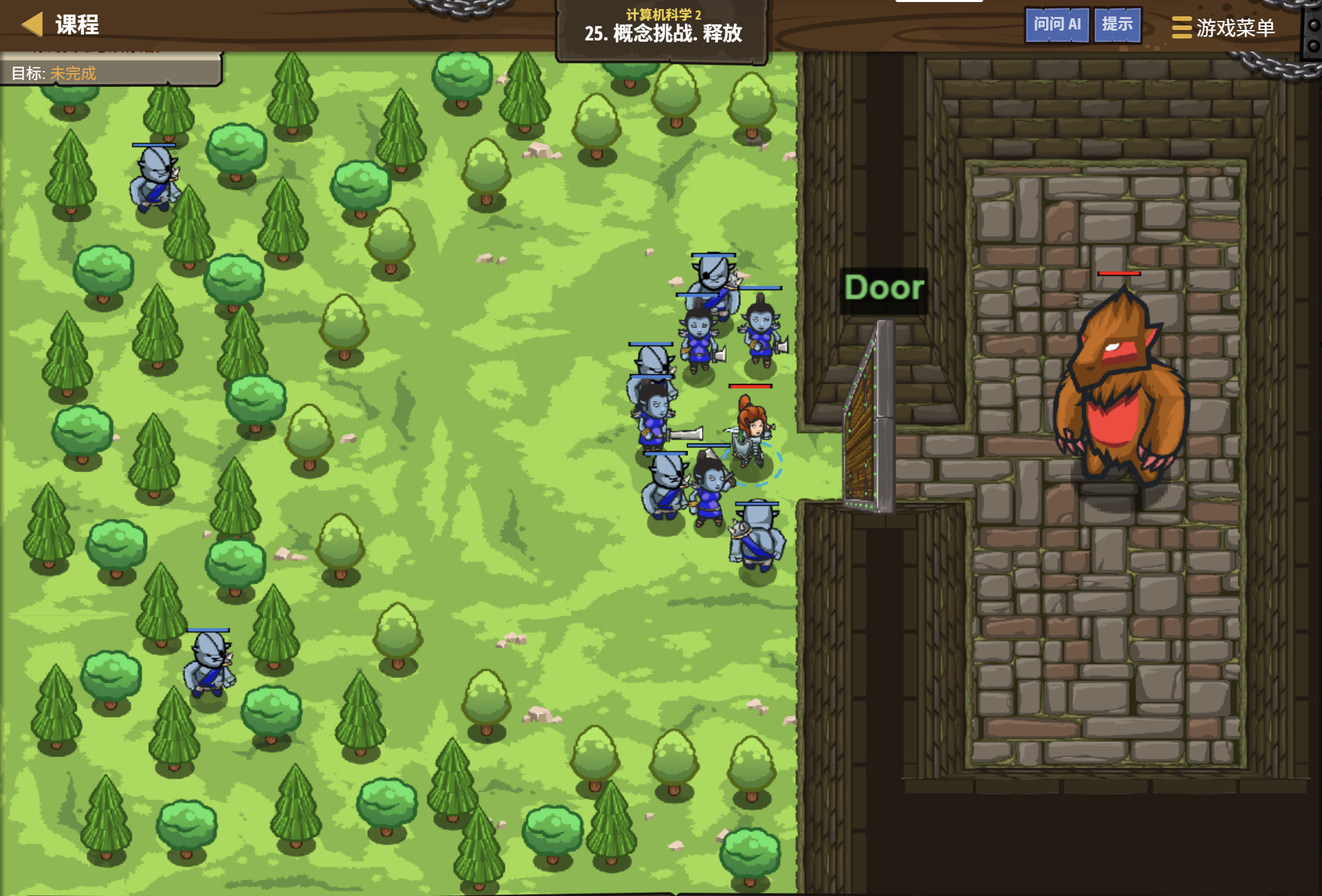 CodeCombat 释放树精关卡场景 - codecombat.cn