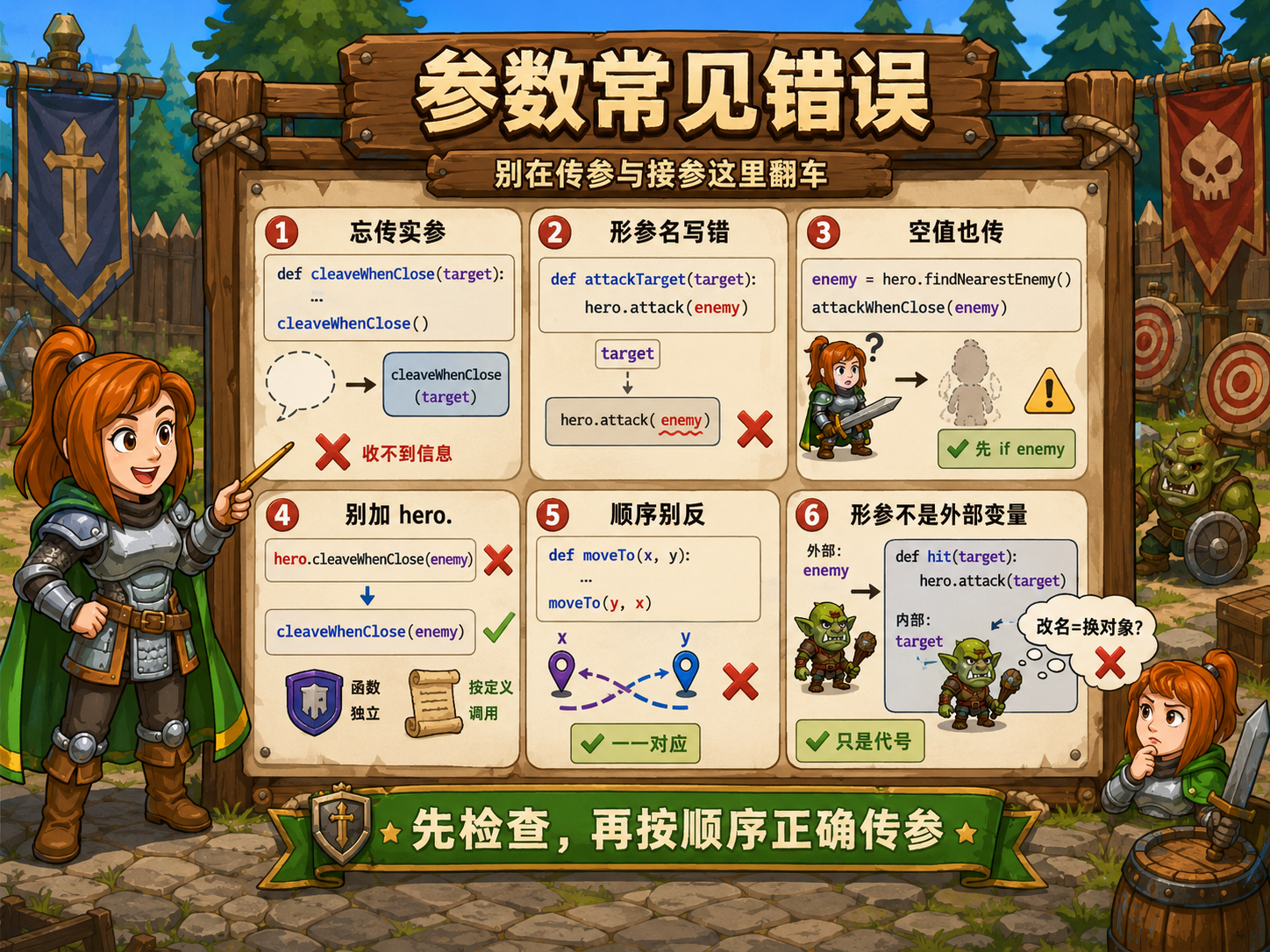 CodeCombat 参数常见错误示意 - codecombat.cn